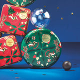 Small Round Metal Christmas Chocolate Tin - Holiday Gift Set