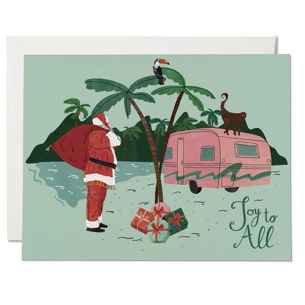 SANTA CAMPER CHRISTMAS GREETING CARD