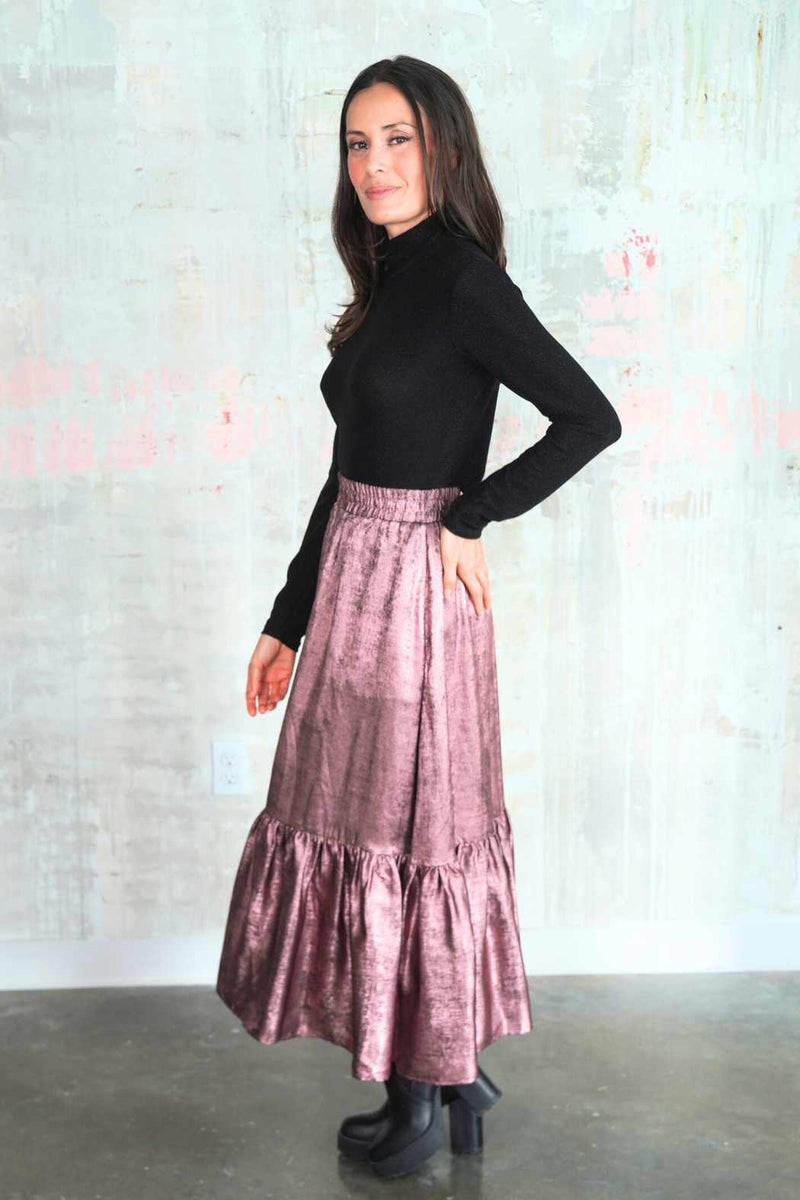 MOIRA SKIRT METALLIC ROSE GOLD