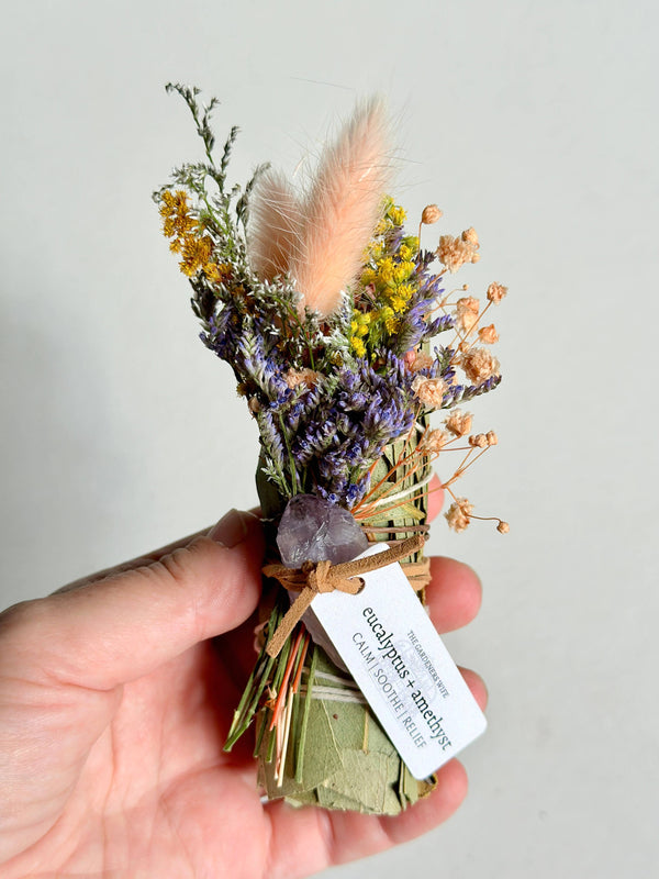 Eucalyptus + Amethyst wand