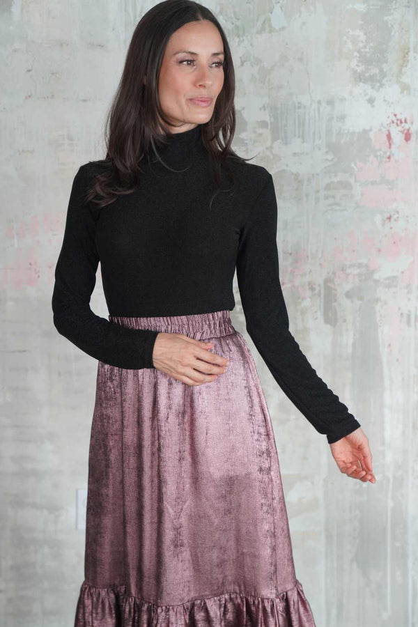 MOIRA SKIRT METALLIC ROSE GOLD