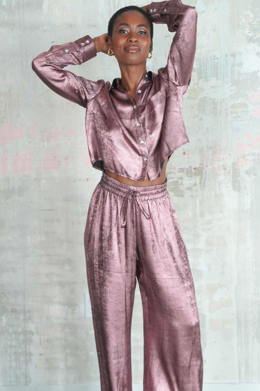 Fabiana Pant Metallic Rose Gold