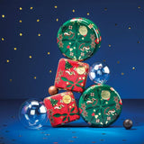 Small Round Metal Christmas Chocolate Tin - Holiday Gift Set
