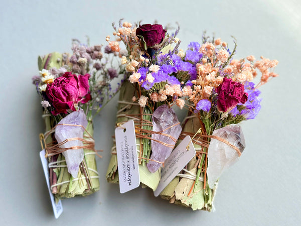 Eucalyptus + Amethyst wand