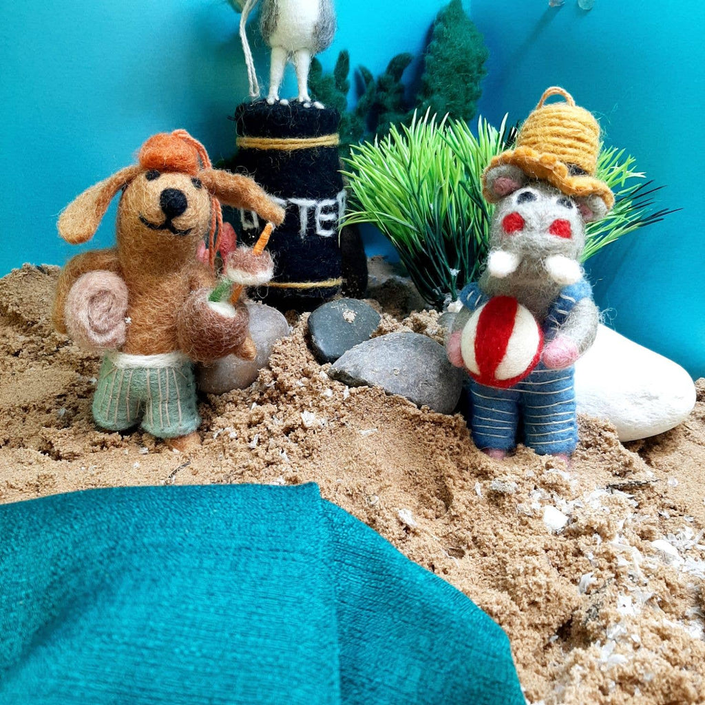 Handmade Felt Coconut Canine Hanging Summer Decoration