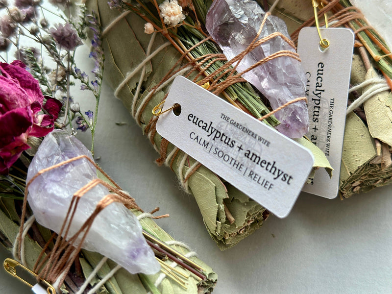 Eucalyptus + Amethyst wand