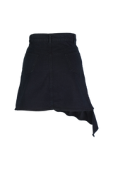 CASANA ASYMMETRICAL DENIM SKIRT BLACK