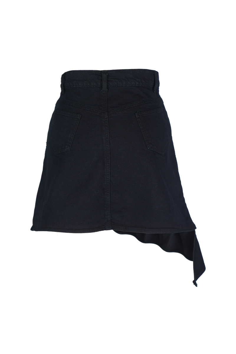 CASANA ASYMMETRICAL DENIM SKIRT BLACK