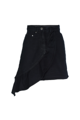 CASANA ASYMMETRICAL DENIM SKIRT BLACK