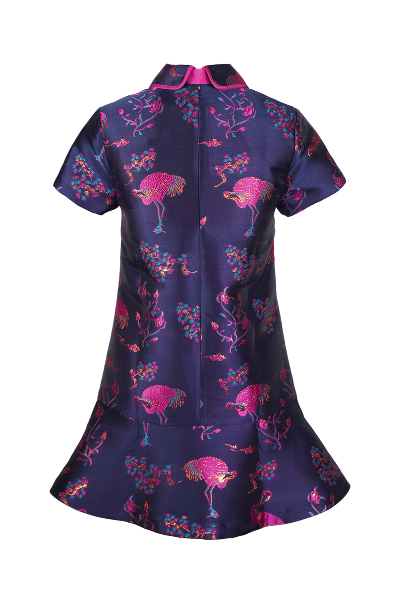 CHLOE DRESS FLAMINGO JACQUARD