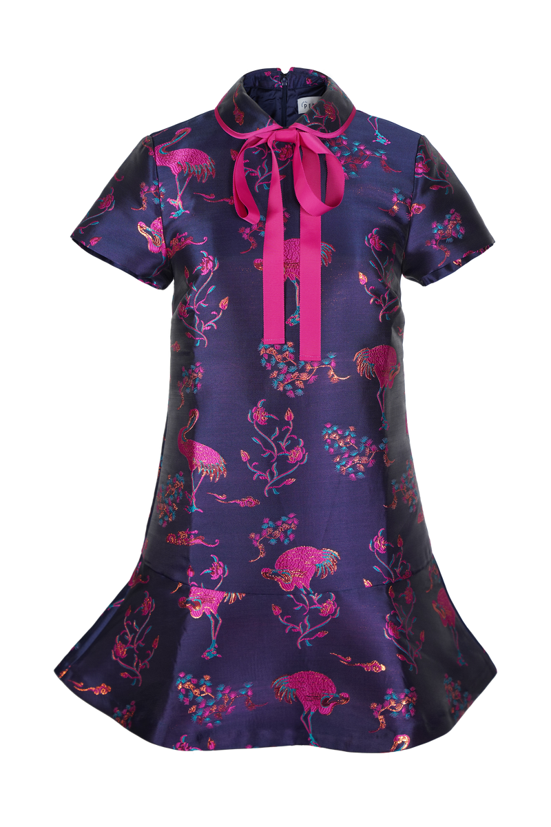 CHLOE DRESS FLAMINGO JACQUARD