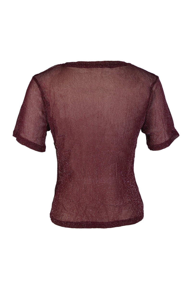 CLOVER MESH TEE METALLIC CRANBERRY