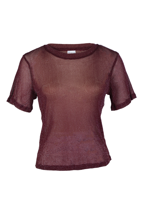 CLOVER MESH TEE METALLIC CRANBERRY