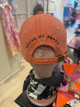House of Perna Pink Denim Logo Flower Hat