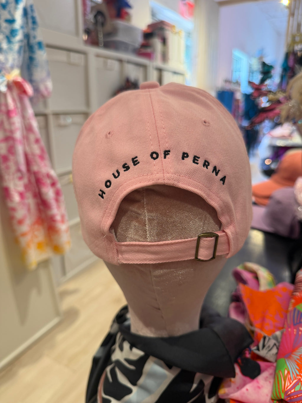 House of Perna Pink Logo Flower Hat