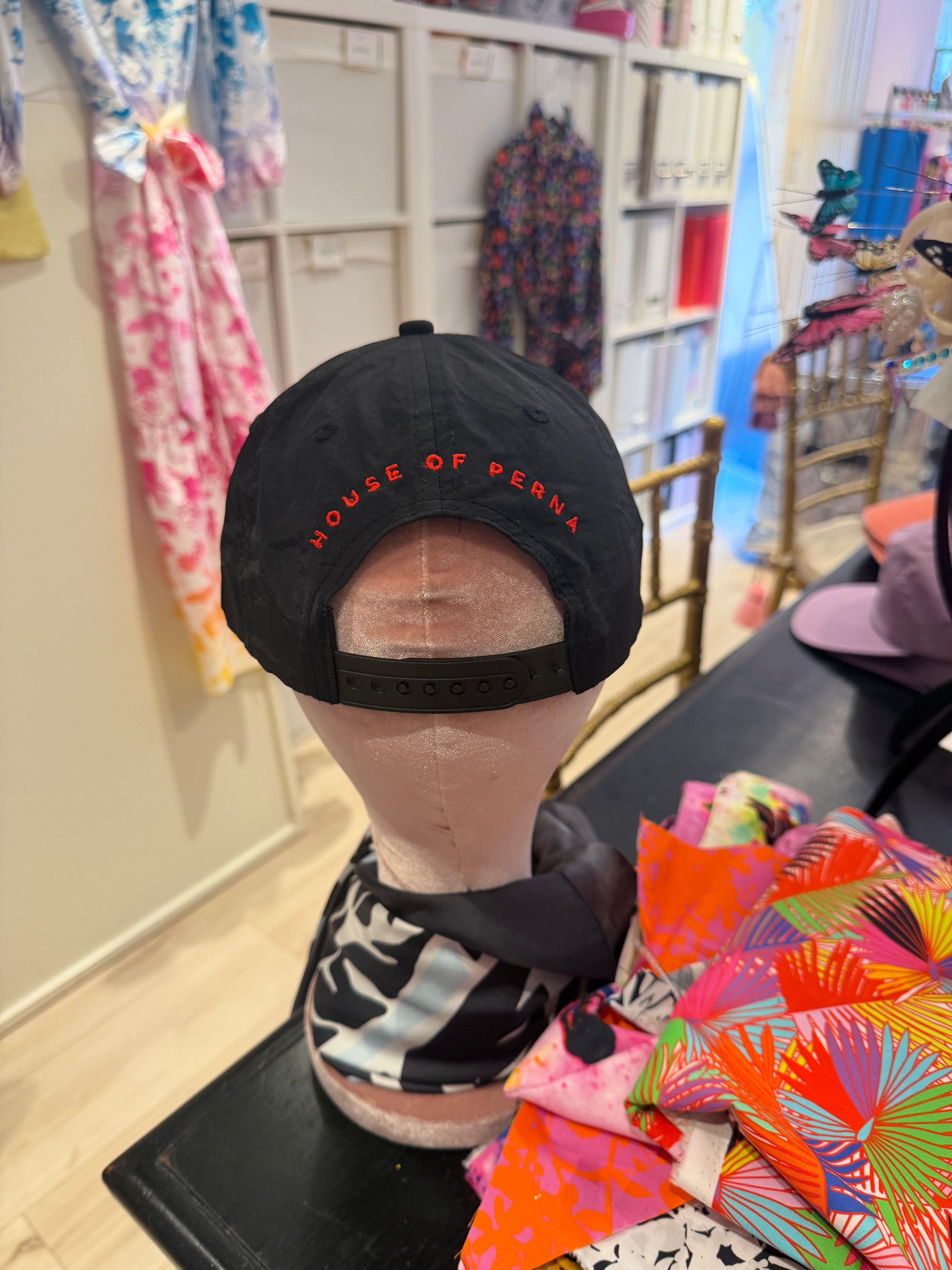 House of Perna Nylon Logo Flower Hat