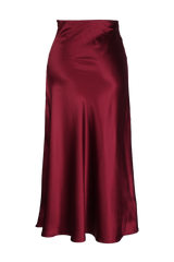 KAYLA BIAS MIDI SLIP SKIRT CRANBERRY