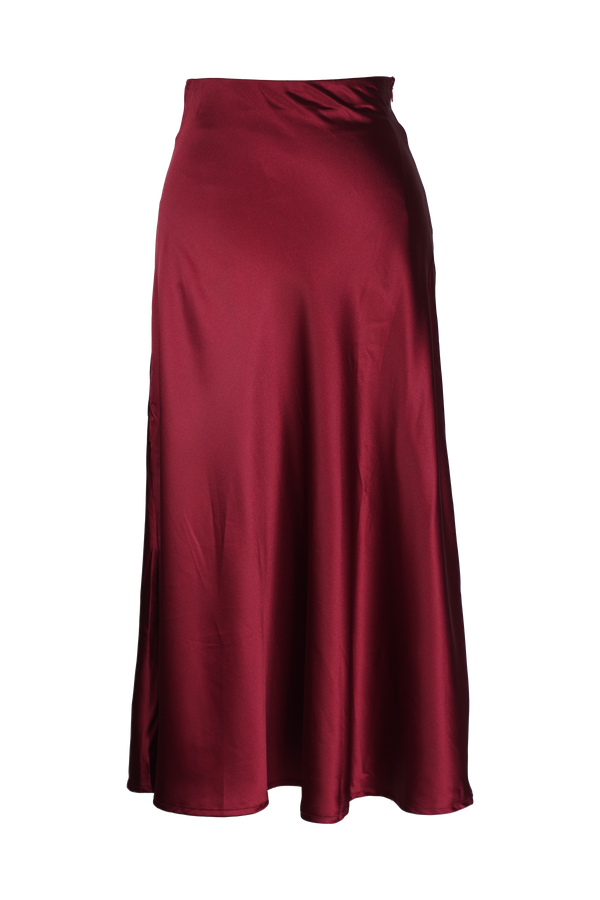 KAYLA BIAS MIDI SLIP SKIRT CRANBERRY