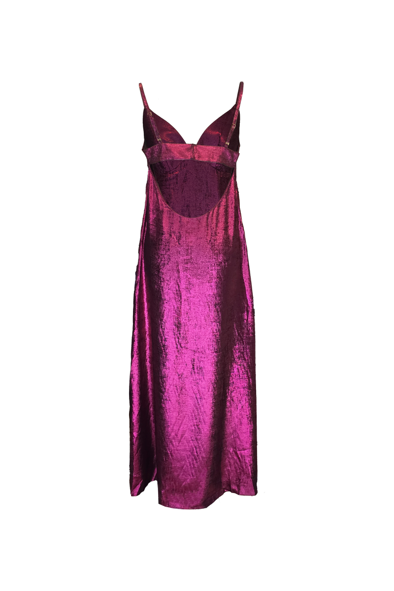 NICOLE SLIP DRESS WINTER BERRY METALLIC
