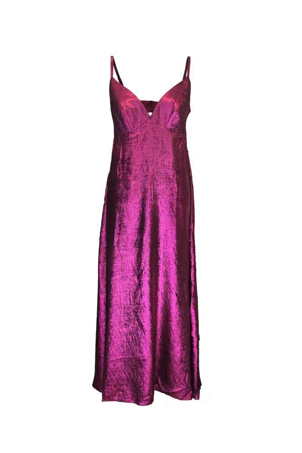 NICOLE SLIP DRESS WINTER BERRY METALLIC