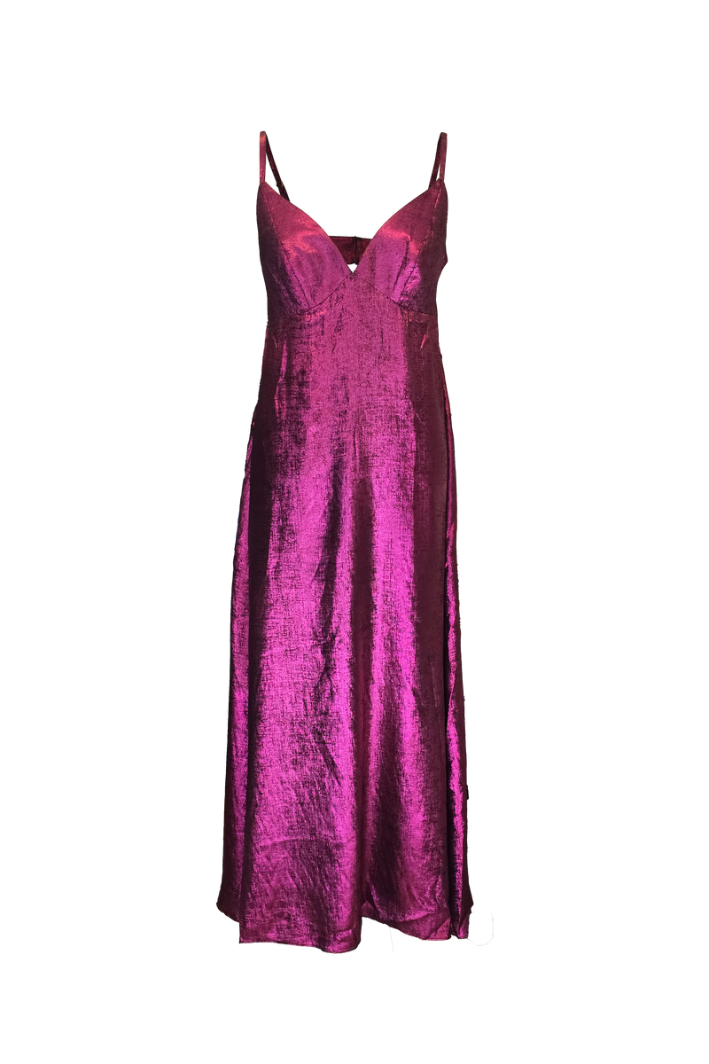 NICOLE SLIP DRESS WINTER BERRY METALLIC