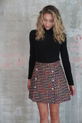 DANA SKIRT BLACK MULTI BOUCLE