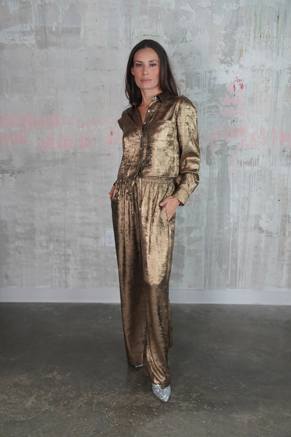 Fabiana Pant Metallic Gold