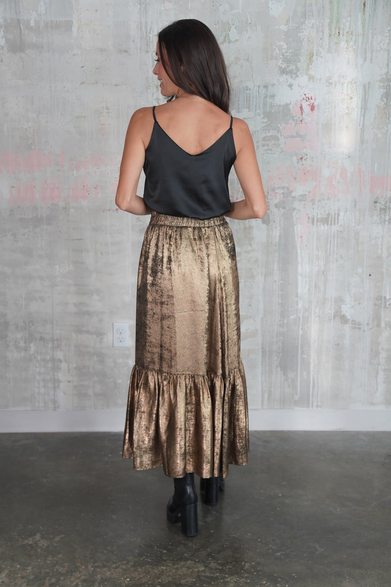 MOIRA SKIRT METALLIC GOLD