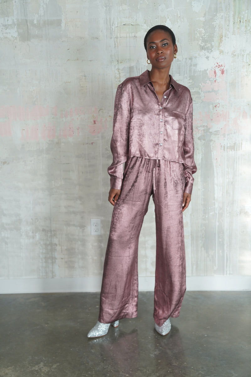 Fabiana Pant Metallic Rose Gold