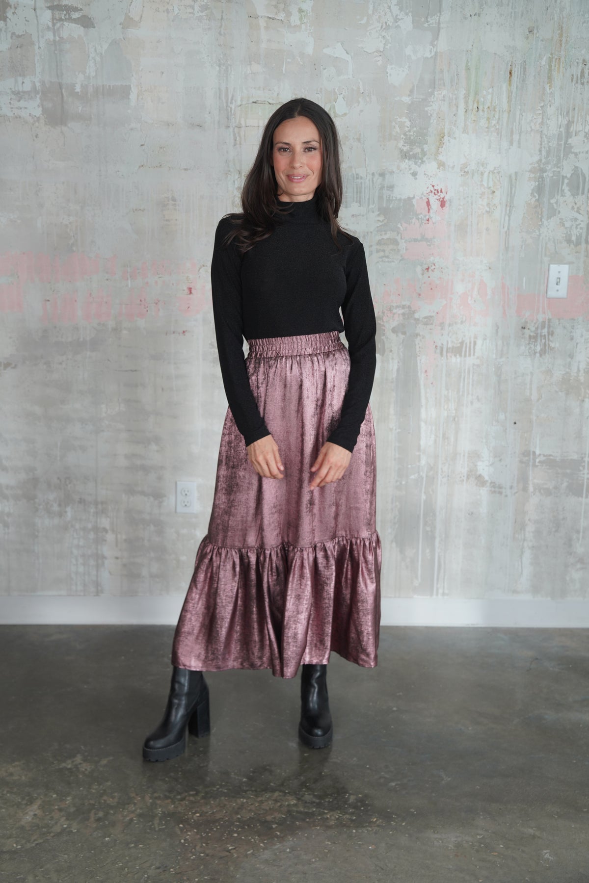 MOIRA SKIRT METALLIC ROSE GOLD