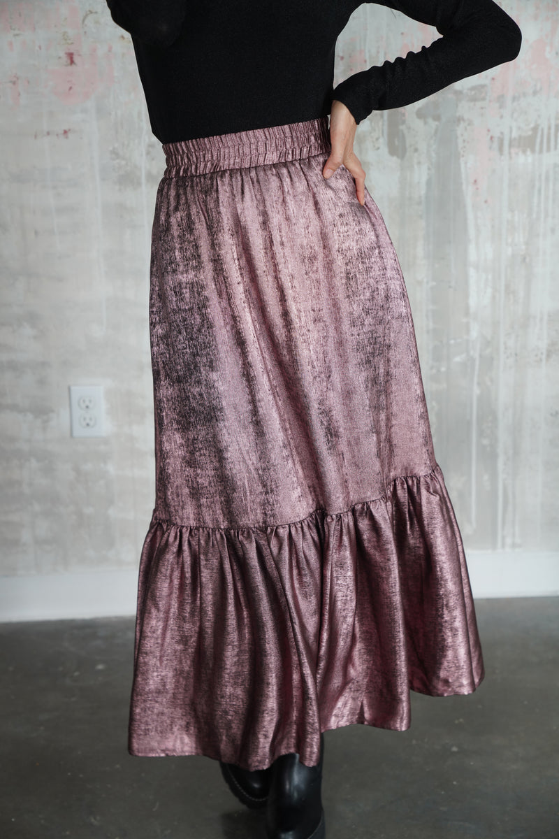 MOIRA SKIRT METALLIC ROSE GOLD