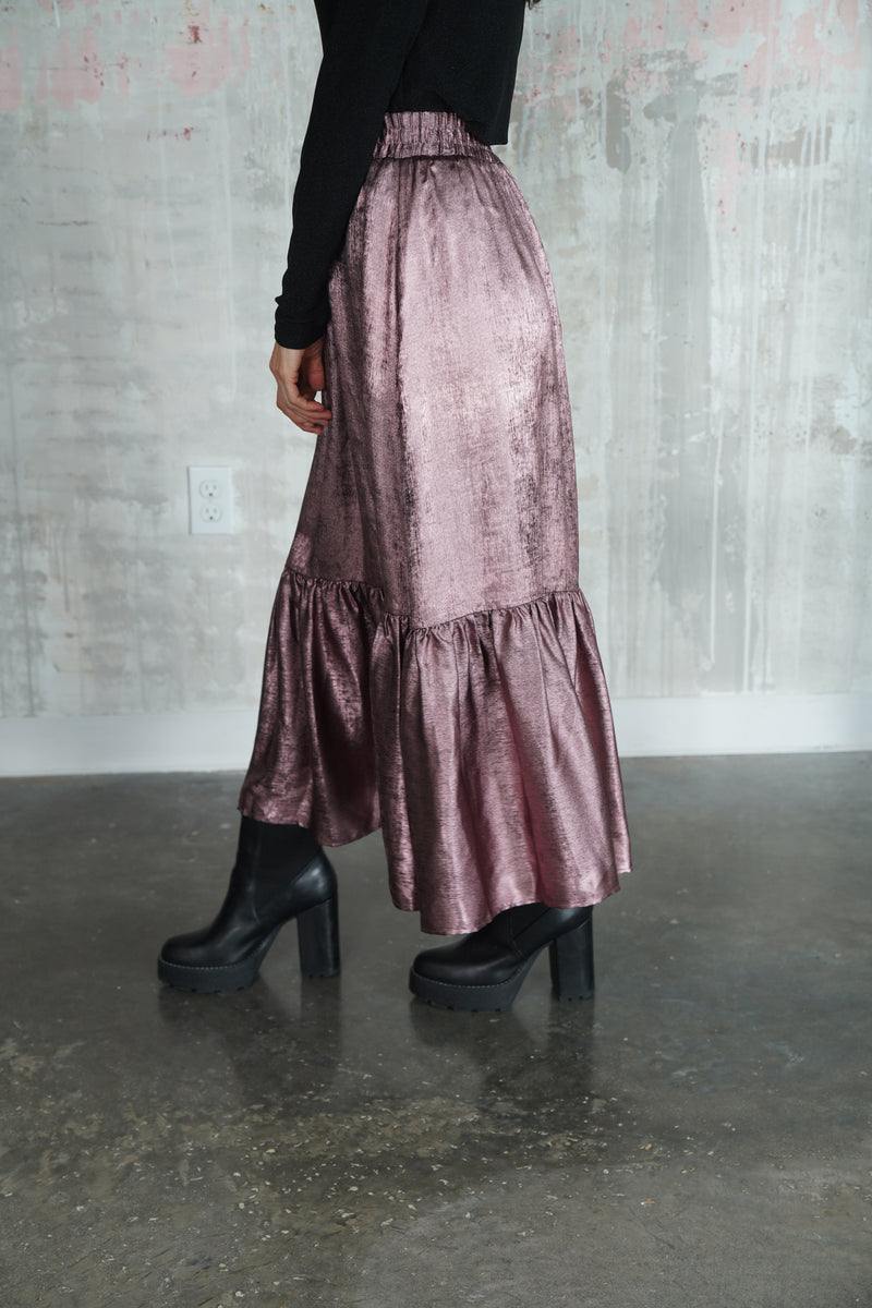 MOIRA SKIRT METALLIC ROSE GOLD