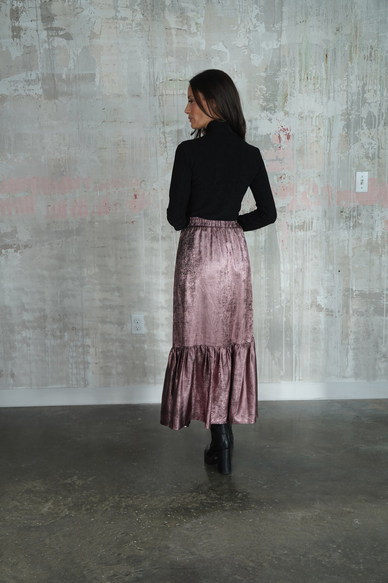 MOIRA SKIRT METALLIC ROSE GOLD