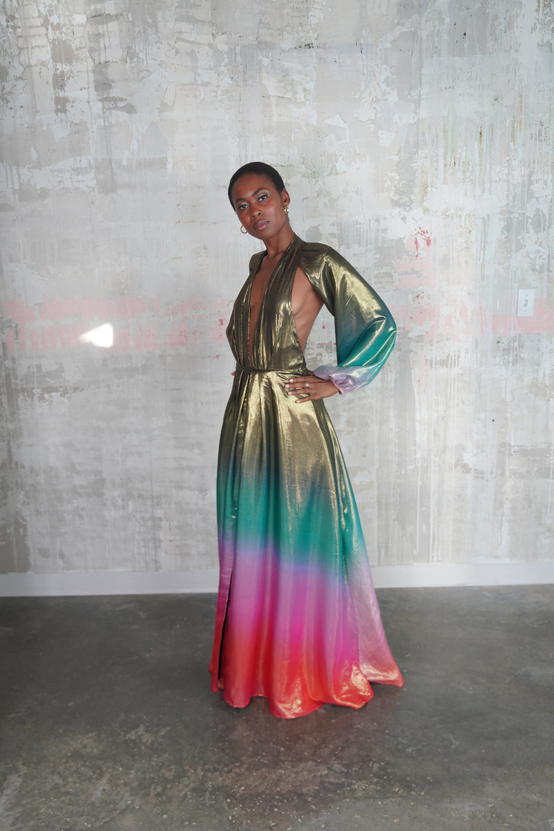 Carmen Metallic Ombre Silk Gown