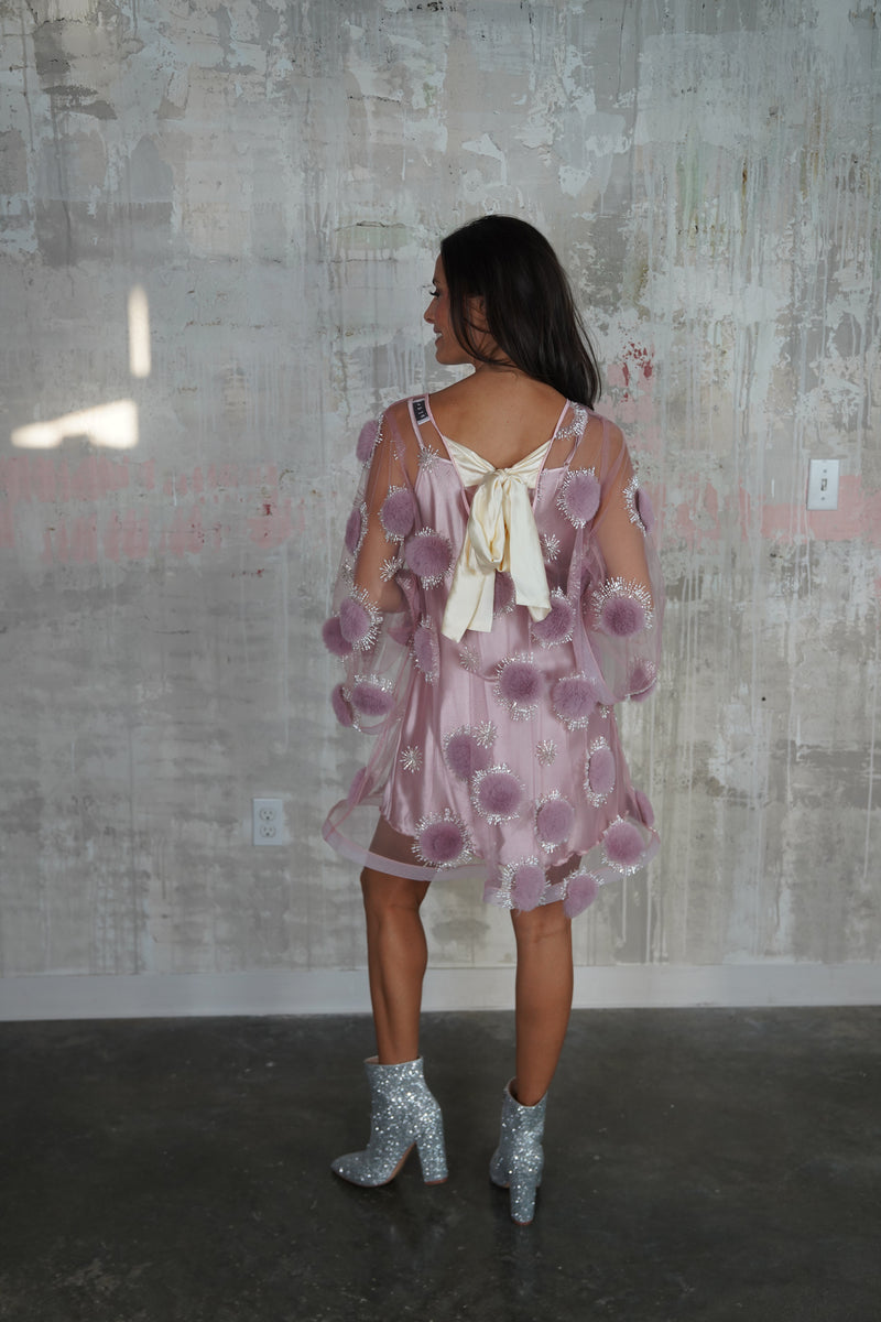 pink pom pom dress Kirundo pink embroidered pom pom midi sheath dress SZ SM