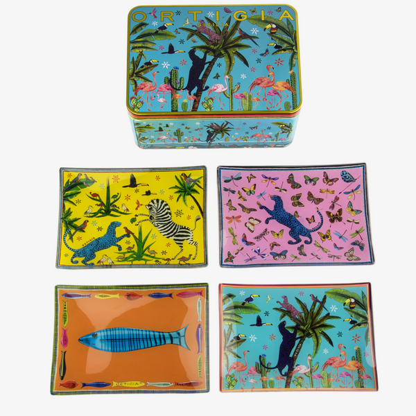 TIN JUNGLE 4 GLASS PLATES