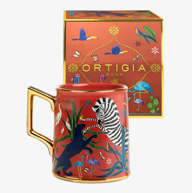 TAZZA JUNGLE CERAMIC CORALLO