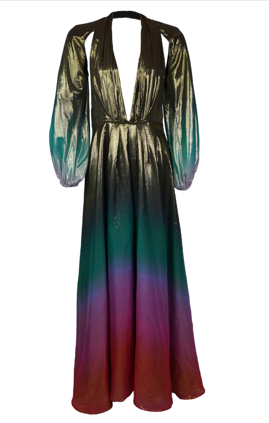 Carmen Metallic Silk Gown