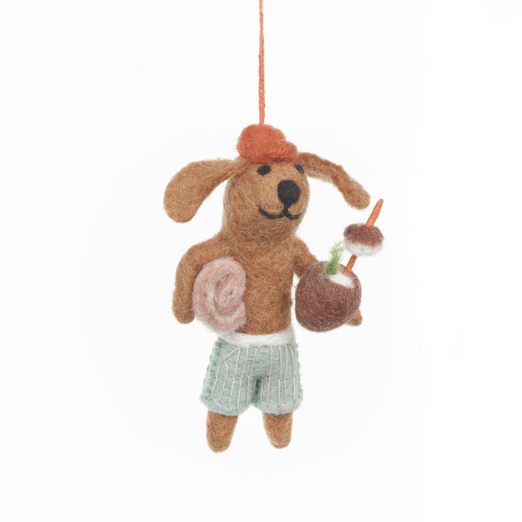 Handmade Felt Coconut Canine Hanging Summer Decoration