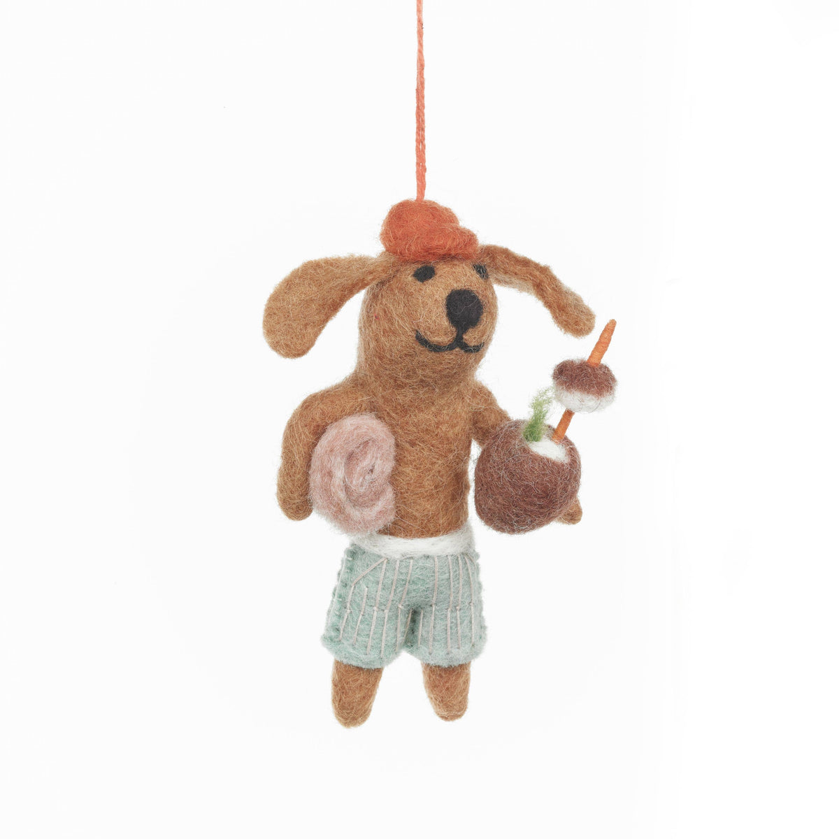 Handmade Felt Coconut Canine Hanging Summer Decoration