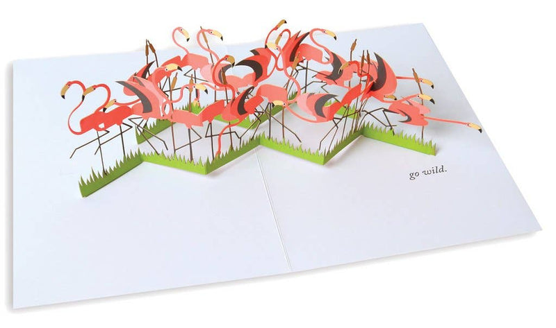 Go Wild Neon Flamingoes Pop-Up Everyday Greeting Card