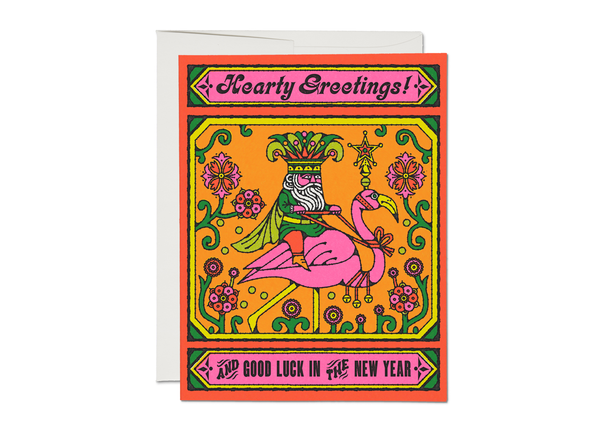 HEARTY GREETINGS NEW YEAR HOLIDA GREETING CARD