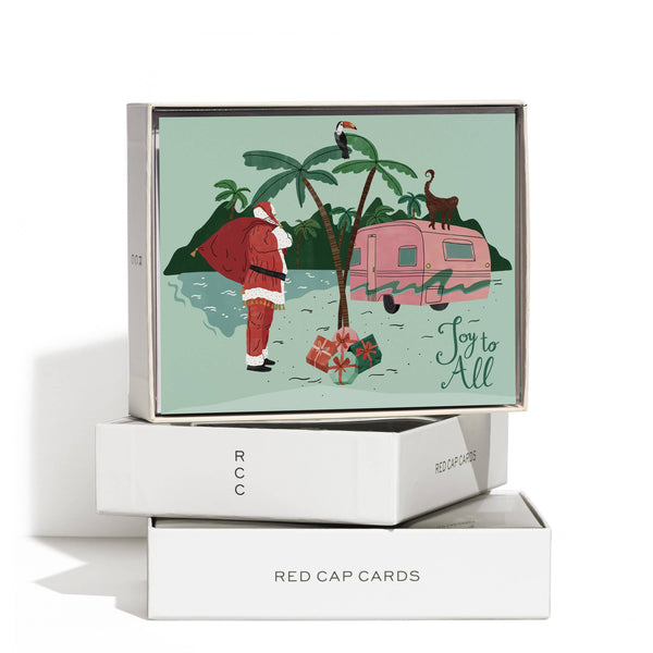 SANTA CAMPER CHRISTMAS GREETING CARD