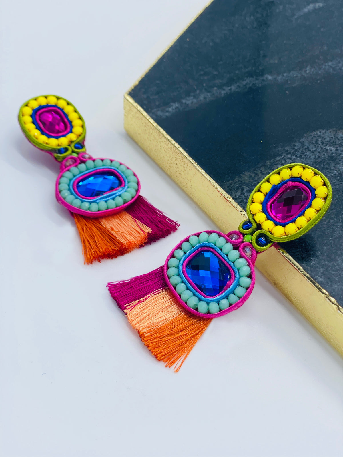 Handmade Jewelry, unique jewelry designs, Colorful Luxury designs, Pink, Blue, yellow, Purple, orange