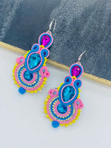 Handmade Jewelry, unique jewelry designs, Colorful Luxury designs, Pink, Blue, yellow, Purple 