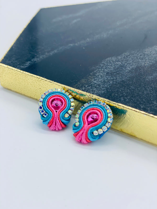 Handmade Jewelry, unique jewelry designs, Colorful Luxury designs, pink and blue